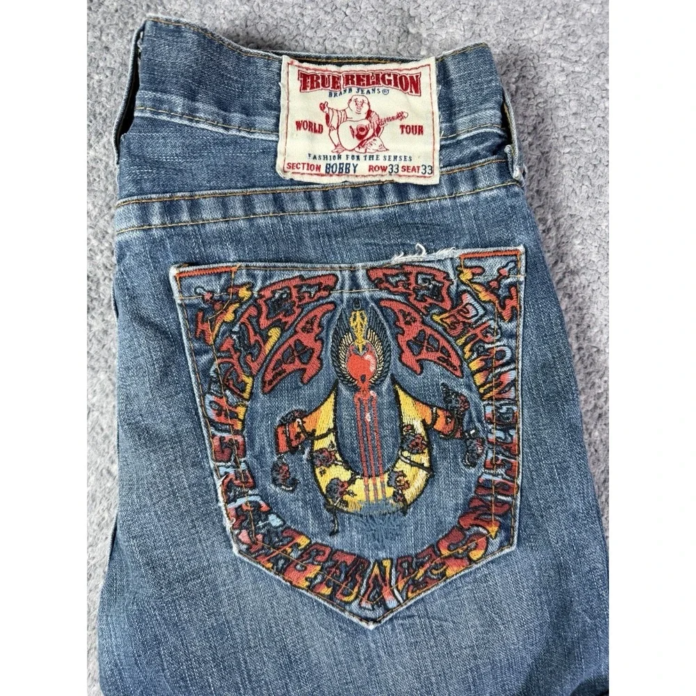 Vintage RARE True Religion Jeans Men 35x31 Bobby Embroidered Pocket Y2K USA Made